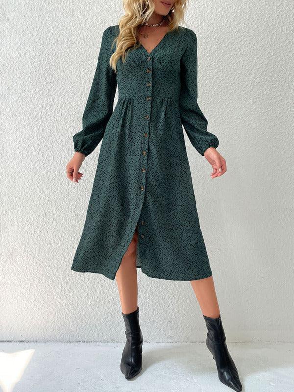 Midi Jurk met V-hals en Dierenprint - Midi Dresses - Jurkjes.co