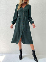 Midi Jurk met V-hals en Dierenprint - Midi Dresses - Jurkjes.co