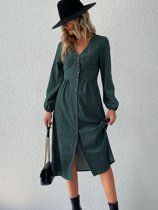 Midi Jurk met V-hals en Dierenprint - Midi Dresses - Jurkjes.co