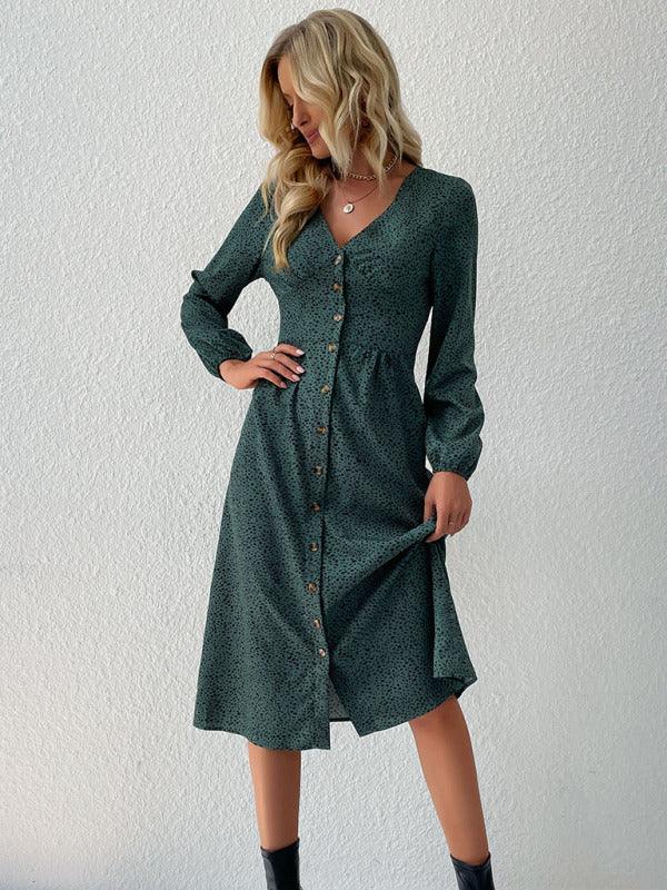 Midi Jurk met V-hals en Dierenprint - Midi Dresses - Jurkjes.co