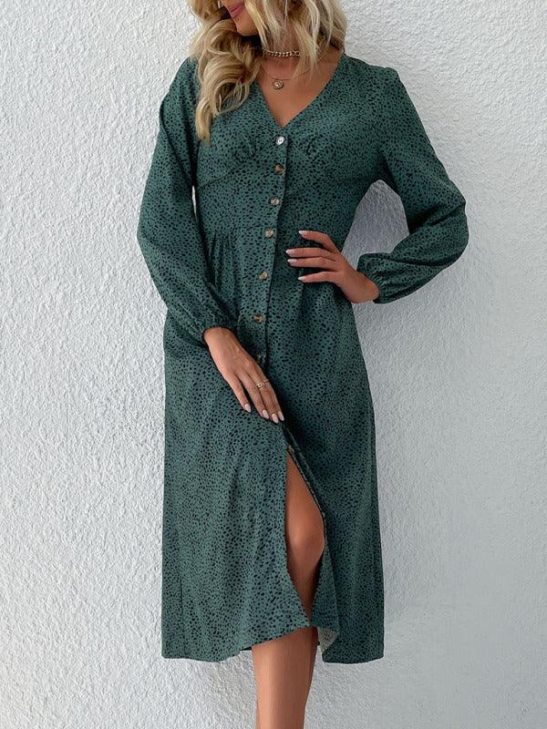 Midi Jurk met V-hals en Dierenprint - Midi Dresses - Jurkjes.co