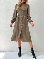 Midi Jurk met V-hals en Dierenprint - Midi Dresses - Jurkjes.co