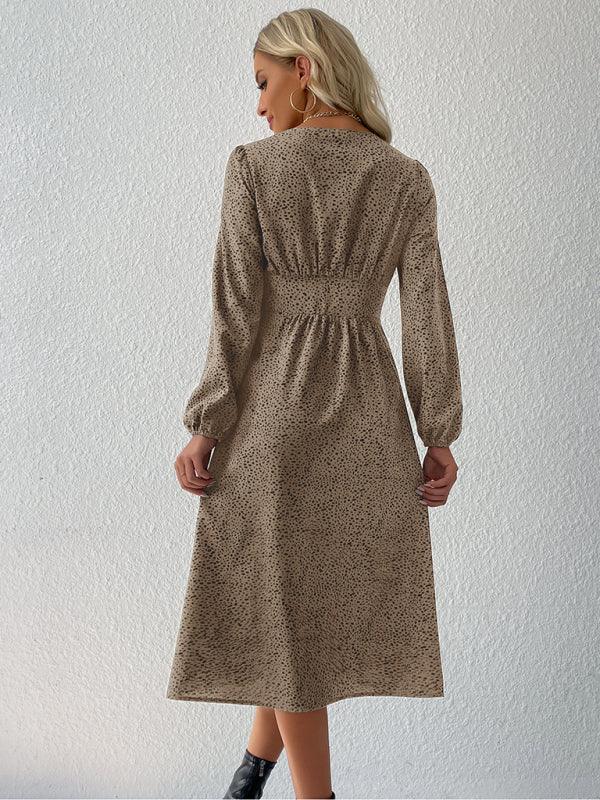 Midi Jurk met V-hals en Dierenprint - Midi Dresses - Jurkjes.co