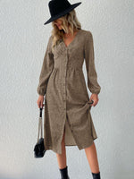 Midi Jurk met V-hals en Dierenprint - Midi Dresses - Jurkjes.co