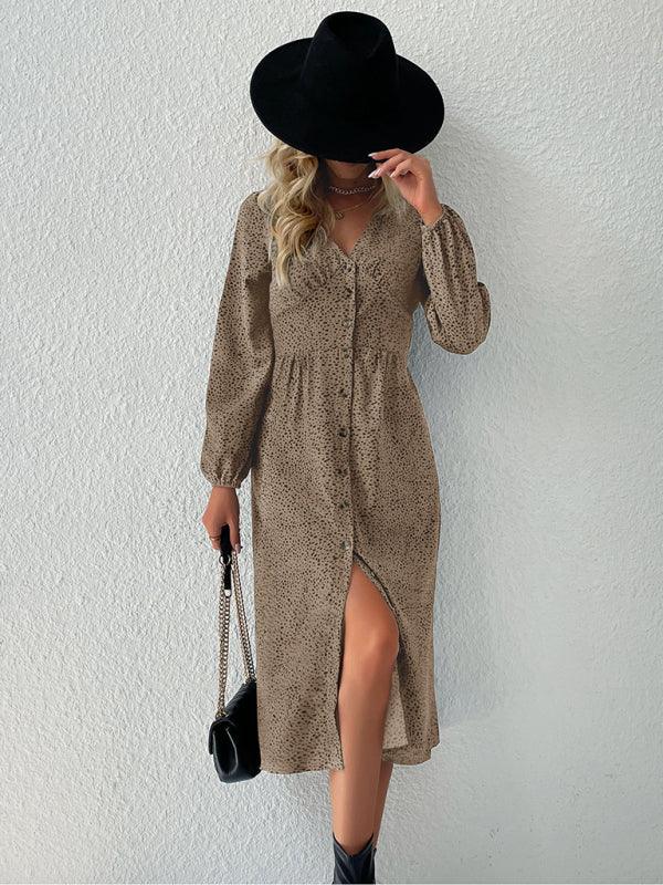 Midi Jurk met V-hals en Dierenprint - Midi Dresses - Jurkjes.co