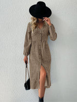 Midi Jurk met V-hals en Dierenprint - Midi Dresses - Jurkjes.co