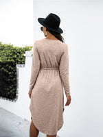 Midi Jurk met V-hals en Effen Kleur - Midi Dresses - Jurkjes.co