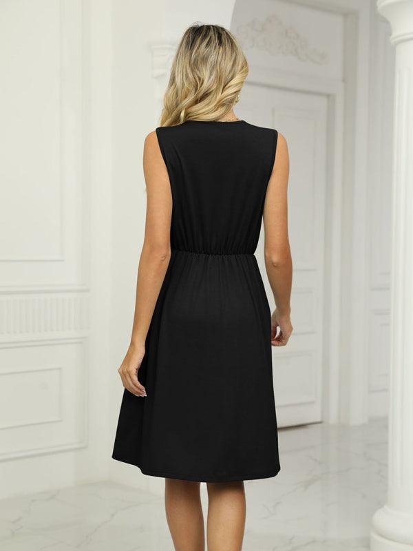 Midi Jurk met V-hals en Effen Kleur - Midi Dresses - Jurkjes.co