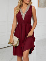 Midi Jurk met V-hals en Effen Kleur - Midi Dresses - Jurkjes.co