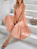 Midi Jurk met V-hals en Effen Kleur - Midi Dresses - Jurkjes.co