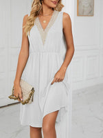 Midi Jurk met V-hals en Effen Kleur - Midi Dresses - Jurkjes.co