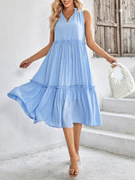 Midi Jurk met V-hals en Effen Kleur - Midi Dresses - Jurkjes.co