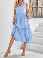 Midi Jurk met V-hals en Effen Kleur - Midi Dresses - Jurkjes.co