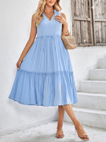 Midi Jurk met V-hals en Effen Kleur - Midi Dresses - Jurkjes.co