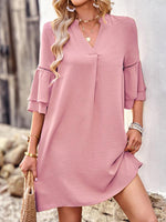 Midi Jurk met V-hals en Effen Kleur - Mini Dresses - Jurkjes.co