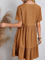 Midi Jurk met V-hals en Effen Kleur - Mini Dresses - Jurkjes.co