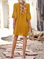 Midi Jurk met V-hals en Effen Kleur - Mini Dresses - Jurkjes.co