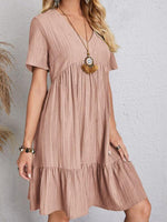 Midi Jurk met V-hals en Effen Kleur - Mini Dresses - Jurkjes.co