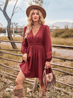 Midi Jurk met V-hals en Elastische Taille - Group8 - Jurkjes.co