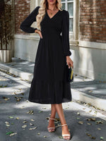 Midi Jurk met V-hals en Elegante Look - Group4 - Jurkjes.co