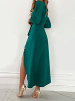 Midi Jurk met V-hals en Elegante Split - Maxi Dresses - Jurkjes.co