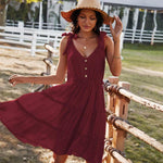 Midi Jurk met V-hals en Gelaagde Rok - Group3 - Jurkjes.co