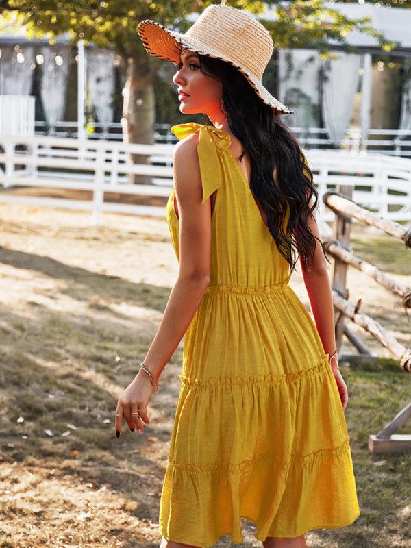 Midi Jurk met V-hals en Gelaagde Rok - Group3 - Jurkjes.co