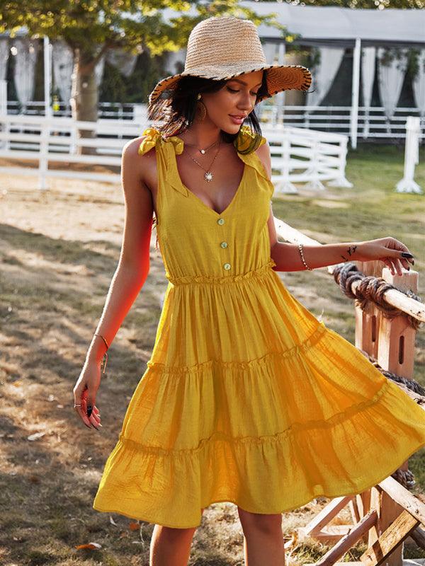 Midi Jurk met V-hals en Gelaagde Rok - Group3 - Jurkjes.co