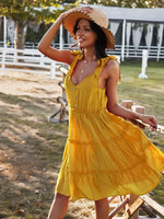 Midi Jurk met V-hals en Gelaagde Rok - Group3 - Jurkjes.co