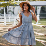 Midi Jurk met V-hals en Gelaagde Rok - Group3 - Jurkjes.co