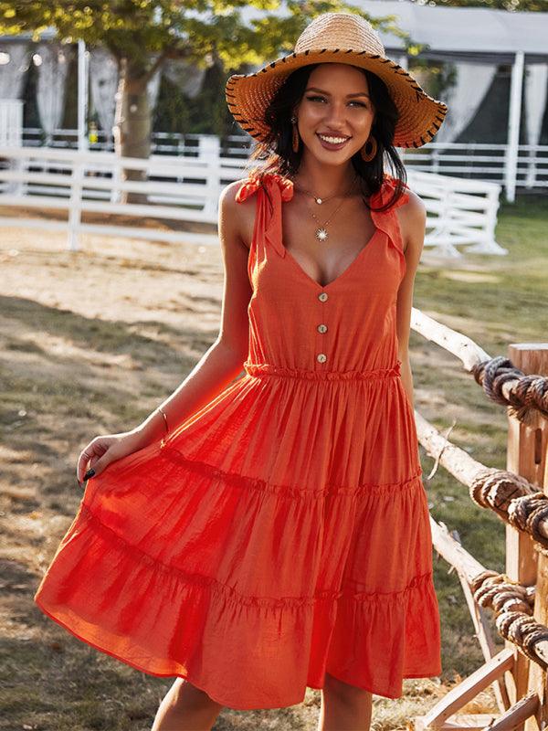 Midi Jurk met V-hals en Gelaagde Rok - Group3 - Jurkjes.co