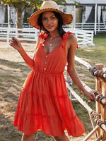 Midi Jurk met V-hals en Gelaagde Rok - Group3 - Jurkjes.co