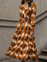 Midi Jurk met V-hals en Geometrisch Design - Group4 - Jurkjes.co