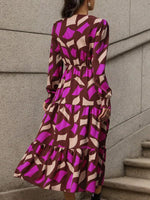 Midi Jurk met V-hals en Geometrisch Design - Group4 - Jurkjes.co