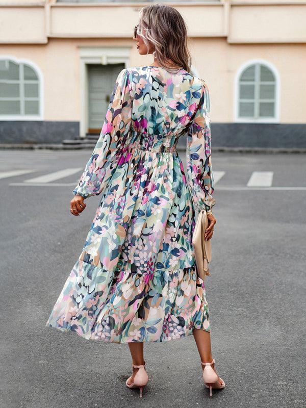 Midi Jurk met V-hals en Geometrisch Design - Group9 - Jurkjes.co