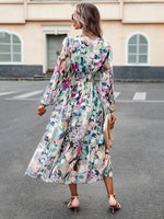 Midi Jurk met V-hals en Geometrisch Design - Group9 - Jurkjes.co