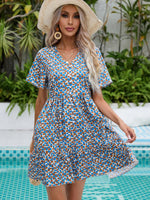 Midi Jurk met V-hals en Geometrisch Patroon - Group5 - Jurkjes.co