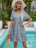 Midi Jurk met V-hals en Geometrisch Patroon - Group5 - Jurkjes.co