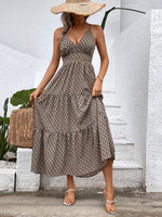 Midi Jurk met V-hals en Geometrisch Patroon - Midi Dresses - Jurkjes.co