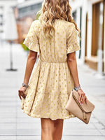 Midi Jurk met V-hals en Gouden Print - Mini Dresses - Jurkjes.co