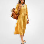 Midi-jurk met V-hals en Halve Mouwen - Dresses - Jurkjes.co