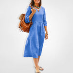 Midi-jurk met V-hals en Halve Mouwen - Dresses - Jurkjes.co