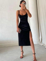 Midi Jurk met V-hals en Hoge Slit - Midi Dresses - Jurkjes.co