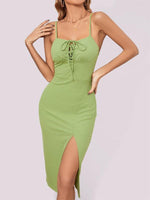 Midi Jurk met V-hals en Hoge Split - Group5 - Jurkjes.co