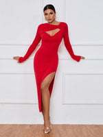 Midi Jurk met V-hals en Hoge Split - Maxi Dresses - Jurkjes.co