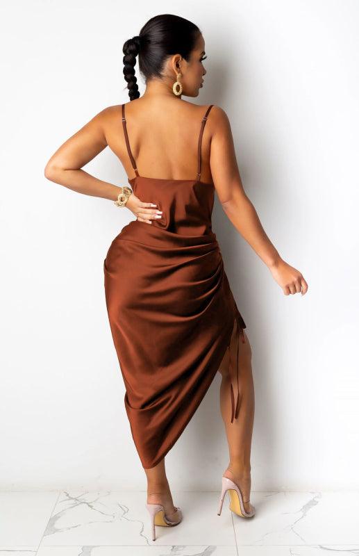 Midi Jurk met V-hals en Hoge Split - Maxi Dresses - Jurkjes.co
