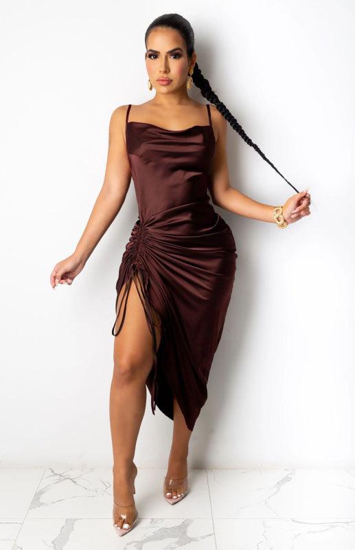 Midi Jurk met V-hals en Hoge Split - Maxi Dresses - Jurkjes.co