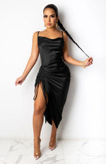 Midi Jurk met V-hals en Hoge Split - Maxi Dresses - Jurkjes.co