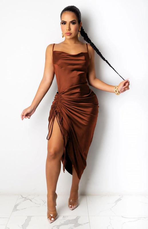 Midi Jurk met V-hals en Hoge Split - Maxi Dresses - Jurkjes.co