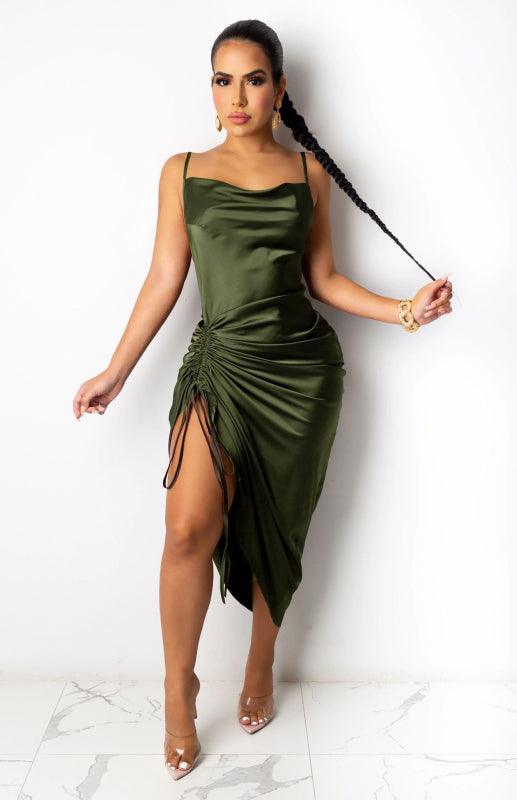 Midi Jurk met V-hals en Hoge Split - Maxi Dresses - Jurkjes.co